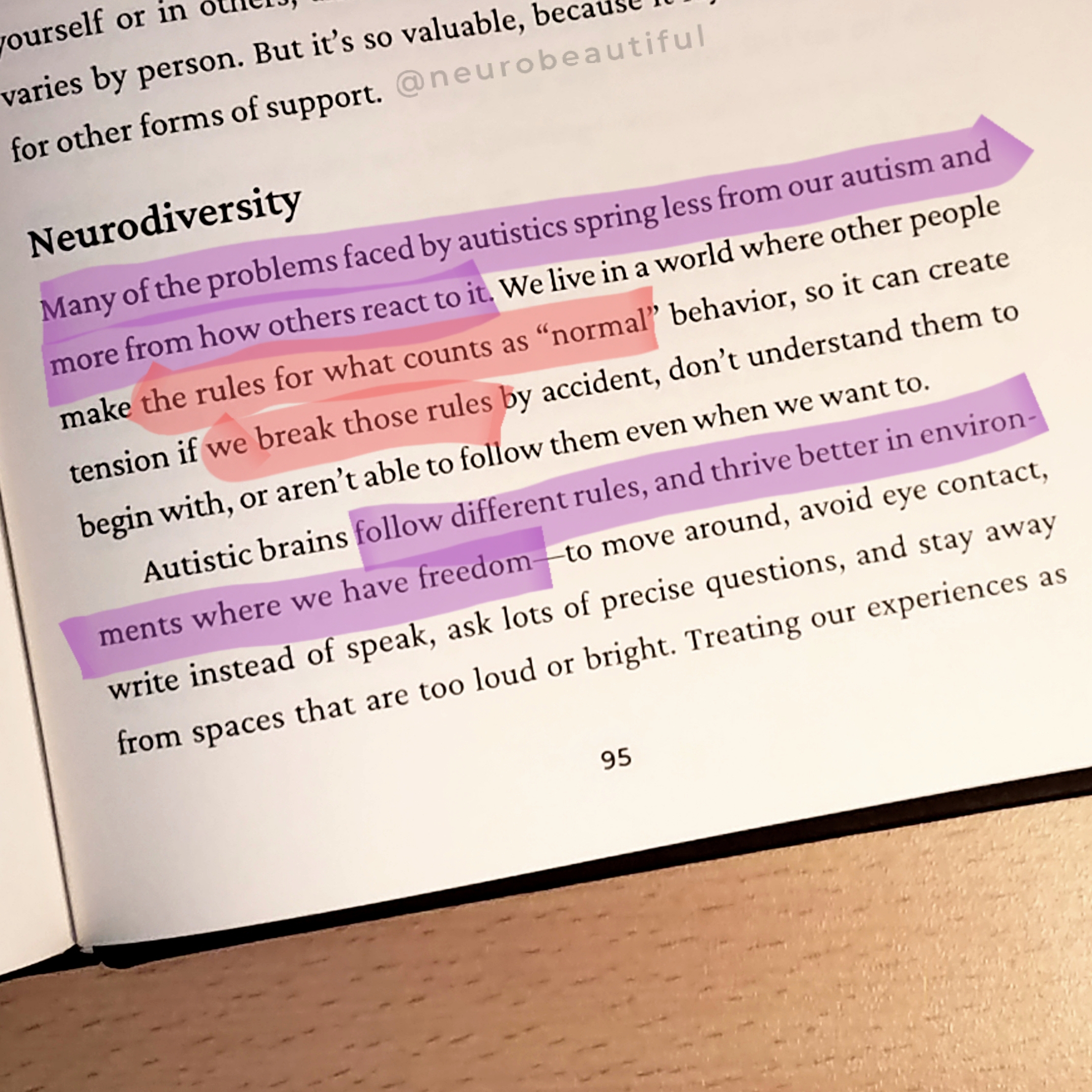 Photo of page with small text highlighted in purple and red. Click for full image description on Facebook.